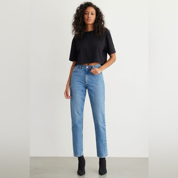 Dynamite Claudia Blue Straight Leg Jeans High-Waisted - Picture 1 of 5